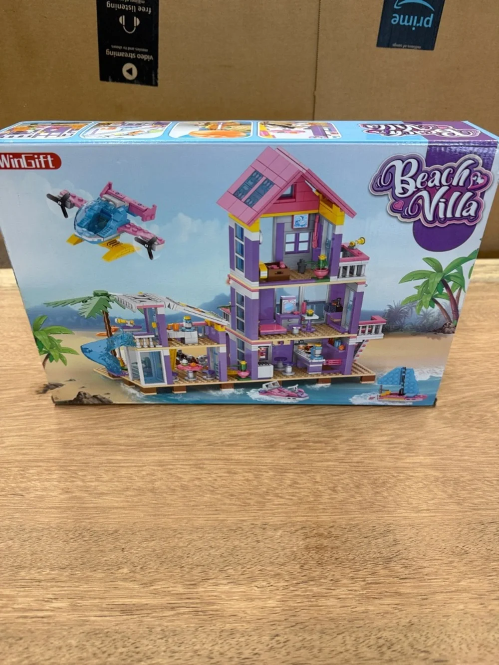 Seaside Beach Villa Building Set - Purple and Pink Kids Construction Toy